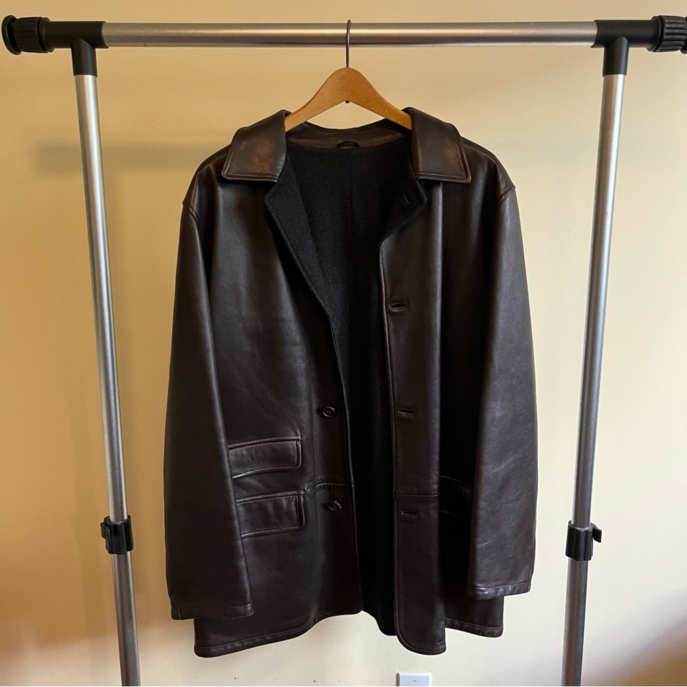 Zegna leather coat [ L ]